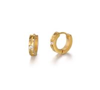 Paar Creolen FIRETTI "Schmuck Geschenk Edelstahl Ohrschmuck Ohrringe Classic", gold (gelbgoldfarben, kristallweiß, kristallweiß), Ohrringe, Damen, 13,6mm, Edelstahl, mit Zirkonia (synth.) (97945404-0)