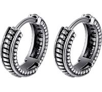 Paar Creolen FIRETTI "Schmuck Geschenk Edelstahl Ohrschmuck Ohrringe Classic", schwarz (altsilberfarben, schwarz), Ohrringe, Damen, 14,3mm, Edelstahl (79910401-0) altsilberfarben, schwarz