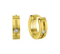 Paar Creolen FIRETTI "Schmuck Geschenk Edelstahl Ohrschmuck Ohrringe", gold (gelbgoldfarben, kristallweiß, kristallweiß), Ohrringe, Damen, 13mm, Edelstahl, mit Zirkonia (synth.) (28420713-0) gelbgoldf