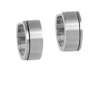 Paar Creolen FIRETTI "Schmuck Geschenk Edelstahl Ohrschmuck Ohrringe mit Emaille", edelstahlfarben, schwarz, Ohrringe, Damen, 15mm, Edelstahl, Made in Germany (73221813-0) edelstahlfarben, schwarz