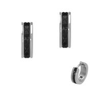 Paar Creolen FIRETTI "Schmuck Geschenk Edelstahl Ohrschmuck Ohrringe mit Emaille", edelstahlfarben, schwarz, Ohrringe, Damen, 13,5mm, Edelstahl, Made in Germany (60935265-0) edelstahlfarben, schwarz