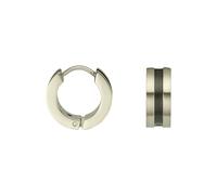 Paar Creolen FIRETTI "Schmuck Geschenk Edelstahl Ohrschmuck Ohrringe", silber (edelstahlfarben, schwarz), Ohrringe, Damen, 13,5mm, Edelstahl (93476933-0) edelstahlfarben, schwarz