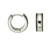 Paar Creolen FIRETTI "Schmuck Geschenk Edelstahl Ohrschmuck Ohrringe", silber (edelstahlfarben, schwarz), Ohrringe, Damen, 14mm, Edelstahl (85288935-0) edelstahlfarben, schwarz