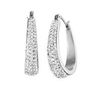 Paar Creolen FIRETTI "Schmuck Geschenk Edelstahl Ohrschmuck Ohrringe", weiß (edelstahlfarben, kristallweiß, kristallweiß), Ohrringe, Damen, 22,7mm, Edelstahl, mit Kristallstein (synth.) (55386468-0) e