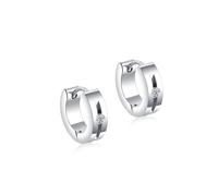 Paar Creolen FIRETTI "Schmuck Geschenk Glamour, klassisch", silber (edelstahlfarben, weiß, kristallweiß), Ohrringe, Damen, 13,5mm, Edelstahl, mit Zirkonia (synth.) (74365554-0) edelstahlfarben, weiß,