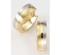 Paar Creolen FIRETTI "Schmuck Geschenk Gold 333 in Bicolor-Optik", gelb (gelbgoldfarben, weißgoldfarben, kristallweiß, kristallweiß), Ohrringe, Damen, 14mm, Gelbgold 333, mit Zirkonia (synth.) (215466