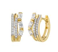 Paar Creolen FIRETTI "Schmuck Geschenk Gold 333 Ohrschmuck Ohrringe mehrreihige Optik", gelbgoldfarben, weißgoldfarben, kristallweiß, kristallweiß, Ohrringe, Damen, Gelbgold 333, mit Zirkonia (synth.)