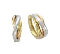 Paar Creolen FIRETTI "Schmuck Geschenk Gold 333 tricolor", rosa (gelbgoldfarben, weißgoldfarben, roségoldfarben), Ohrringe, Damen, 15,5mm, Gelbgold 333 (64200206-0) gelbgoldfarben, weißgoldfarben, ros