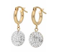 Paar Creolen FIRETTI "Schmuck Geschenk Gold 375 Ohrschmuck Creole", gelb (gelbgold, 375, weiß), Ohrringe, Damen, Gelbgold 375, mit Kristallstein (13455265-0) gelbgold, 375, weiß