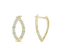 Paar Creolen FIRETTI "Schmuck Geschenk Gold 375 Ohrschmuck Creole", gelb (gelbgoldfarben, weißgoldfarben, kristallweiß, kristallweiß), Ohrringe, Damen, 12mm, Gelbgold 375, mit Zirkonia (synth.) (15619