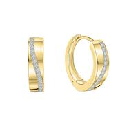 Paar Creolen FIRETTI "Schmuck Geschenk Gold 375 Ohrschmuck Creole", gold (gelbgoldfarben, kristallweiß, kristallweiß), Ohrringe, Damen, 15mm, Gelbgold 375, mit Zirkonia (synth.) (38220630-0) gelbgoldf
