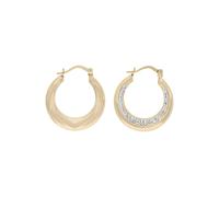 Paar Creolen FIRETTI "Schmuck Geschenk Gold 375 Ohrschmuck Creole", gold (gelbgoldfarben, weiß), Ohrringe, Damen, 21mm, Gelbgold 375, mit Kristallstein (135243-0) gelbgoldfarben, weiß