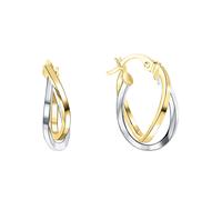 Paar Creolen FIRETTI "Schmuck Geschenk Gold 375 Ohrschmuck Creole", gold (gelbgoldfarben, weißgoldfarben), Ohrringe, Damen, 14mm, Gelbgold 375 (43846121-0) gelbgoldfarben, weißgoldfarben