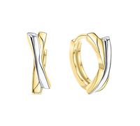 Paar Creolen FIRETTI "Schmuck Geschenk Gold 375 Ohrschmuck Creole", gold (gelbgoldfarben, weißgoldfarben), Ohrringe, Damen, 12,4mm, Gelbgold 375 (65890849-0) gelbgoldfarben, weißgoldfarben