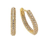 Paar Creolen FIRETTI "Schmuck Geschenk Gold 375 Ohrschmuck Creole", gold (goldfarben, kristallweiß), Ohrringe, Damen, 15mm, Gelbgold 375, mit Zirkonia (synth.) (49703051-0) goldfarben, kristallweiß