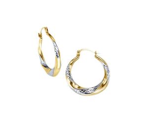 Paar Creolen FIRETTI "Schmuck Geschenk Gold 375 Ohrschmuck Creole", silber (gelbgoldfarben, silberfarben), Ohrringe, Damen, 20mm, Gelbgold 375 (638289-0) gelbgoldfarben, silberfarben