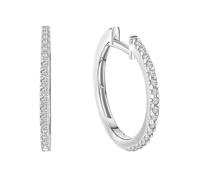 Paar Creolen FIRETTI "Schmuck Geschenk Gold 375 Ohrschmuck Creole", weiß (weißgoldfarben, kristallweiß, kristallweiß), Ohrringe, Damen, 17mm, Weißgold 375, mit Zirkonia (synth.) (88168364-0) weißgoldf