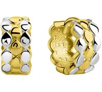 Paar Creolen FIRETTI "Schmuck Geschenk Gold 375 Ohrschmuck Ohrringe bicolor", gold (gelbgoldfarben, weißgoldfarben), Ohrringe, Damen, 11,5mm, Gelbgold 375 (68923129-0) gelbgoldfarben, weißgoldfarben