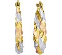 Paar Creolen FIRETTI "Schmuck Geschenk Gold 375 Ohrschmuck Ohrringe Tricolor", rosa (gelbgoldfarben, roségoldfarben, weißgoldfarben), Ohrringe, Damen, Gelbgold 585 (19426214-0) gelbgoldfarben, roségol