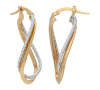 Paar Creolen FIRETTI "Schmuck Geschenk Gold 585 Ohrringe Infinity/Unendlichkeitsschleife", gelbgoldfarben, weißgoldfarben, Ohrringe, Damen, Gelbgold 585 (44189211-0) gelbgoldfarben, weißgoldfarben