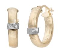 Paar Creolen FIRETTI "Schmuck Geschenk Gold 585 Ohrschmuck Ohrringe bicolor", gelbgoldfarben, weißgoldfarben, Ohrringe, Damen, 15mm, Gelbgold 585 (46575912-0) gelbgoldfarben, weißgoldfarben