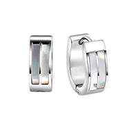 Paar Creolen FIRETTI "Schmuck Geschenk Oval", weiß (edelstahlfarben, perlmuttfarben), Ohrringe, Damen, Edelstahl, mit Perlmutt (53576937-0) edelstahlfarben, perlmuttfarben