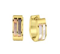 Paar Creolen FIRETTI "Schmuck Geschenk Oval", weiß (gelbgoldfarben, perlmuttfarben), Ohrringe, Damen, Edelstahl, mit Perlmutt (25421838-0) gelbgoldfarben, perlmuttfarben