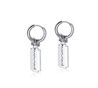 Paar Creolen FIRETTI "Schmuck Geschenk Rasierklingen-Design", silber (edelstahlfarben), Ohrringe, Damen, 15mm, Edelstahl, Einhänger abnehmbar (15614319-0) edelstahlfarben