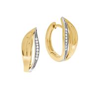 Paar Creolen FIRETTI "Schmuck Geschenk Silber 925 Blattoptik", gelb (gelbgoldfarben, silberfarben, kristallweiß, kristallweiß), Ohrringe, Damen, 16mm, Silber 925 (Sterlingsilber), mit Zirkonia (synth.