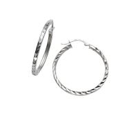 Paar Creolen FIRETTI "Schmuck Geschenk Silber 925 glänzendes Design diamantiert" Gr. 30, silber (silberfarben), Ohrringe, Damen, 30, Silber 925 (Sterlingsilber) (20829016-30) silberfarben
