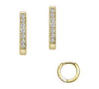 Paar Creolen FIRETTI "Schmuck Geschenk Silber 925 Glitzer Ohrschmuck Solitär Xmas", gold (gelbgoldfarben, kristallweiß, kristallweiß), Ohrringe, Jungen, 11,5mm, Silber 925 (Sterlingsilber), Made in Ge