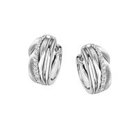 Paar Creolen FIRETTI "Schmuck Geschenk Silber 925 in tlw. verschlungener Optik rhodiniert", bunt (silberfarben, weiß, kristallweiß), Ohrringe, Damen, 11,9mm, Silber 925 (Sterlingsilber), mit Zirkonia