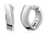 Paar Creolen FIRETTI "Schmuck Geschenk Silber 925 Ohrringe geschwungenes Design", silber (silberfarben, kristallweiß, kristallweiß), Ohrringe, Damen, Silber 925 (Sterlingsilber), Made in Germany - mit