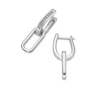 Paar Creolen FIRETTI "Schmuck Geschenk Silber 925 Ohrschmuck Ohrringe Behang ovalförmig", silberfarben, kristallweiß, kristallweiß, Ohrringe, Damen, Silber 925 (Sterlingsilber), mit Zirkonia (synth.) 
