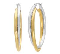 Paar Creolen FIRETTI "Schmuck Geschenk Silber 925 Ohrschmuck Ohrringe bicolor", silberfarben, gelbgoldfarben, Ohrringe, Damen, 30mm, Silber 925 (Sterlingsilber) (24069438-0) silberfarben, gelbgoldfarb