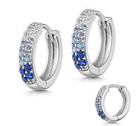 Paar Creolen FIRETTI "Schmuck Geschenk Silber 925 Ohrschmuck Ohrringe", blau (silberfarben, kristallweiß, hellblau, blau, dunkelblau, kristallweiß, hellblau, blau, dunkelblau), Ohrringe, Damen, 16mm, 