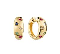 Paar Creolen FIRETTI "Schmuck Geschenk Silber 925 Ohrschmuck Ohrringe Blumen", gelbgoldfarben, rot, blau, grün, weiß, rot, blau, grün, weiß, Ohrringe, Damen, 17mm, Silber 925 (Sterlingsilber), mit Rub