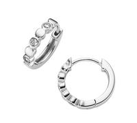 Paar Creolen FIRETTI "Schmuck Geschenk Silber 925 Ohrschmuck Ohrringe flache Kugeln", silber (silberfarben, kristallweiß, kristallweiß), Ohrringe, Damen, 15,1mm, Silber 925 (Sterlingsilber), mit Zirko