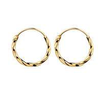 Paar Creolen FIRETTI "Schmuck Geschenk Silber 925 Ohrschmuck Ohrringe gedrehte Optik", gelbgoldfarben, Ohrringe, Damen, 15mm, Silber 925 (Sterlingsilber) (19668604-0) gelbgoldfarben