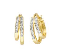 Paar Creolen FIRETTI "Schmuck Geschenk Silber 925 Ohrschmuck Ohrringe", gold (gelbgoldfarben, kristallweiß, kristallweiß), Ohrringe, Damen, Silber 925 (Sterlingsilber), mit Kristallstein (synth.) (483