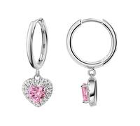 Paar Creolen FIRETTI "Schmuck Geschenk Silber 925 Ohrschmuck Ohrringe Herz", silberfarben, kristallweiß, pink, kristallweiß, pink, Ohrringe, Damen, Silber 925 (Sterlingsilber), mit Zirkonia (synth.) (