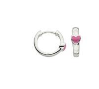 Paar Creolen FIRETTI "Schmuck Geschenk Silber 925 Ohrschmuck Ohrringe Herz", silberfarben, rosa, Ohrringe, Kinder, 14mm, Silber 925 (Sterlingsilber), Emaille (55151131-0) silberfarben, rosa
