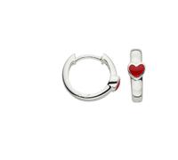 Paar Creolen FIRETTI "Schmuck Geschenk Silber 925 Ohrschmuck Ohrringe Herz", silberfarben, rot, Ohrringe, Kinder, 14mm, Silber 925 (Sterlingsilber), Emaille (41009223-0) silberfarben, rot