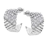 Paar Creolen FIRETTI "Schmuck Geschenk Silber 925 Ohrschmuck Ohrringe Kugeln rund", silberfarben, kristallweiß, kristallweiß, Ohrringe, Damen, 17mm, Silber 925 (Sterlingsilber), mit Zirkonia (synth.) 