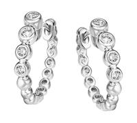 Paar Creolen FIRETTI "Schmuck Geschenk Silber 925 Ohrschmuck Ohrringe Kugeln rund Tennis", silberfarben, kristallweiß, kristallweiß, Ohrringe, Damen, 15mm, Silber 925 (Sterlingsilber), mit Zirkonia (s