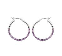 Paar Creolen FIRETTI "Schmuck Geschenk Silber 925 Ohrschmuck Ohrringe", pink (silberfarben, lila, lila), Ohrringe, Damen, 27mm, Silber 925 (Sterlingsilber), mit Kristallstein (synth.) (59699046-0) sil