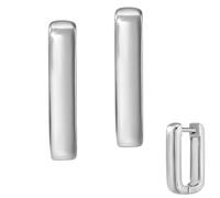 Paar Creolen FIRETTI "Schmuck Geschenk Silber 925 Ohrschmuck Ohrringe Rechteck", silberfarben, Ohrringe, Damen, ohne Zirkonia, Silber 925 (Sterlingsilber), Made in Germany - wahlweise mit oder ohne Zi