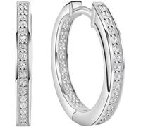 Paar Creolen FIRETTI "Schmuck Geschenk Silber 925 Ohrschmuck Ohrringe", silber (silberfarben, kristallweiß, kristallweiß), Ohrringe, Damen, 17,5mm, Silber 925 (Sterlingsilber), mit Zirkonia (synth.) (