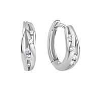 Paar Creolen FIRETTI "Schmuck Geschenk Silber 925 Ohrschmuck Ohrringe", silber (silberfarben, kristallweiß, kristallweiß), Ohrringe, Damen, 14mm, Silber 925 (Sterlingsilber), mit Zirkonia (synth.) (54