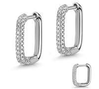 Paar Creolen FIRETTI "Schmuck Geschenk Silber 925 Ohrschmuck Ohrringe", silberfarben, kristallweiß, kristallweiß, Ohrringe, Damen, Silber 925 (Sterlingsilber), Made in Germany - mit Zirkonia (synth.)